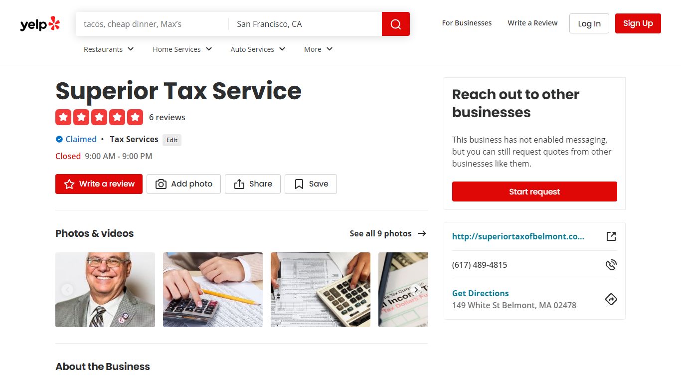 SUPERIOR TAX SERVICE - Tax Services - 149 White St, Belmont, MA - Yelp